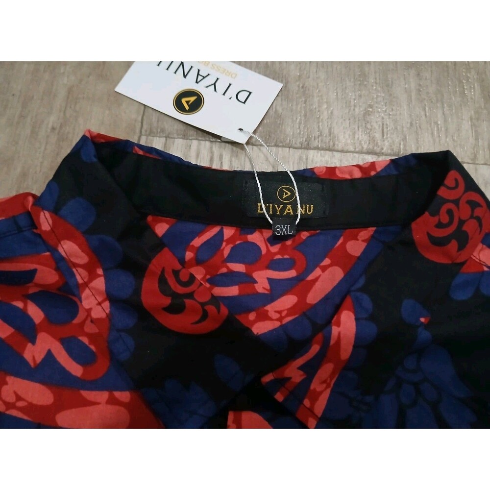 Diyanu Mens Tribal African Wear Paisley Print Button Up Long Sleeve Shirt 3XL - Picture 2 of 12